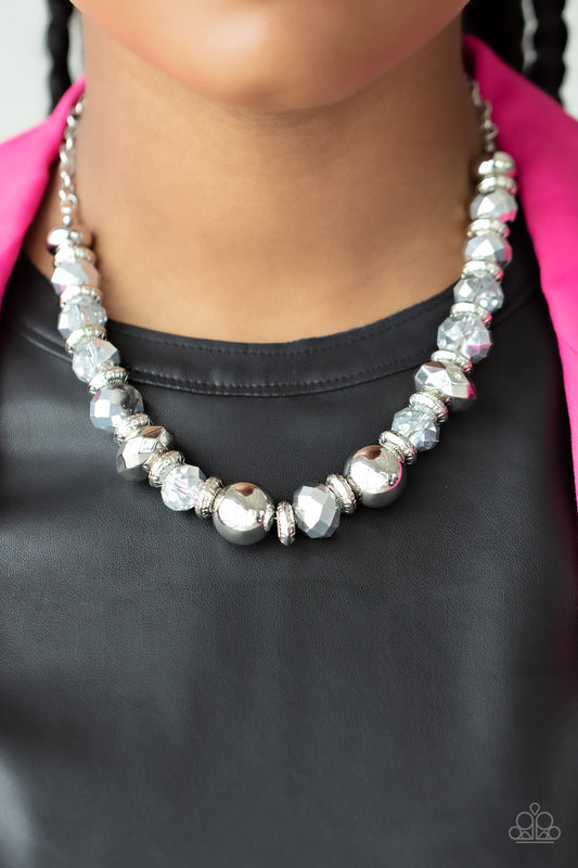 Interstellar Influencer - Silver Faceted Metallic Necklace Paparazzi N0987