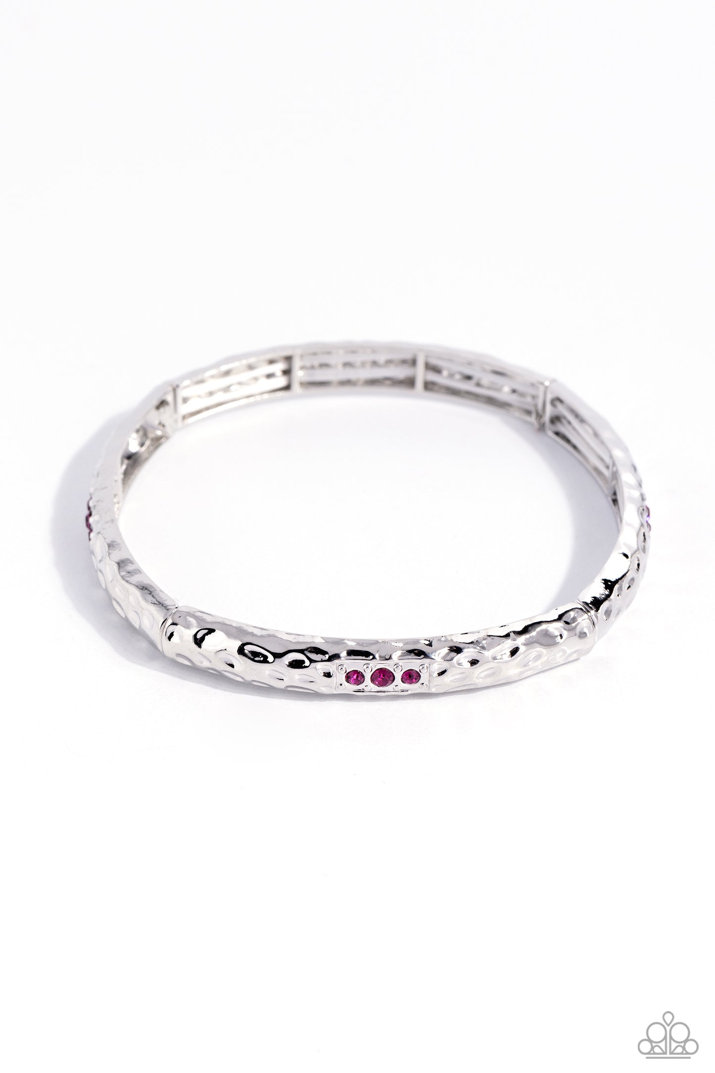 Reinvented Refinement - Pink Rhinestone Silver Stretch Bracelet Paparazzi B1170