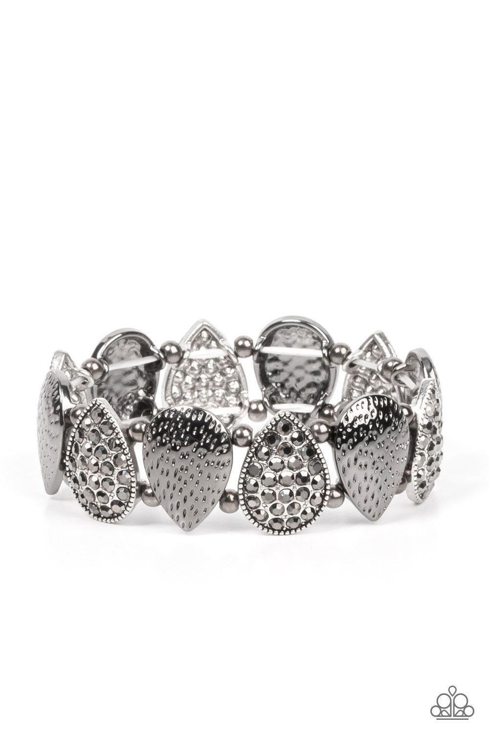 Playing Favorites - Multi Gunmetal Beads, Hematite Silver Teardrops Stretch Bracelet Paparazzi B0327