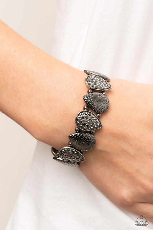 Playing Favorites - Multi Gunmetal Beads, Hematite Silver Teardrops Stretch Bracelet Paparazzi B0327