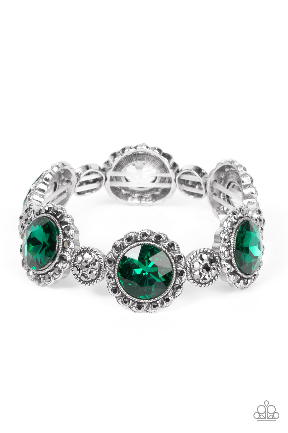 Palace Property - Green And Hematite Rhinestone Bracelet Paparazzi B0656