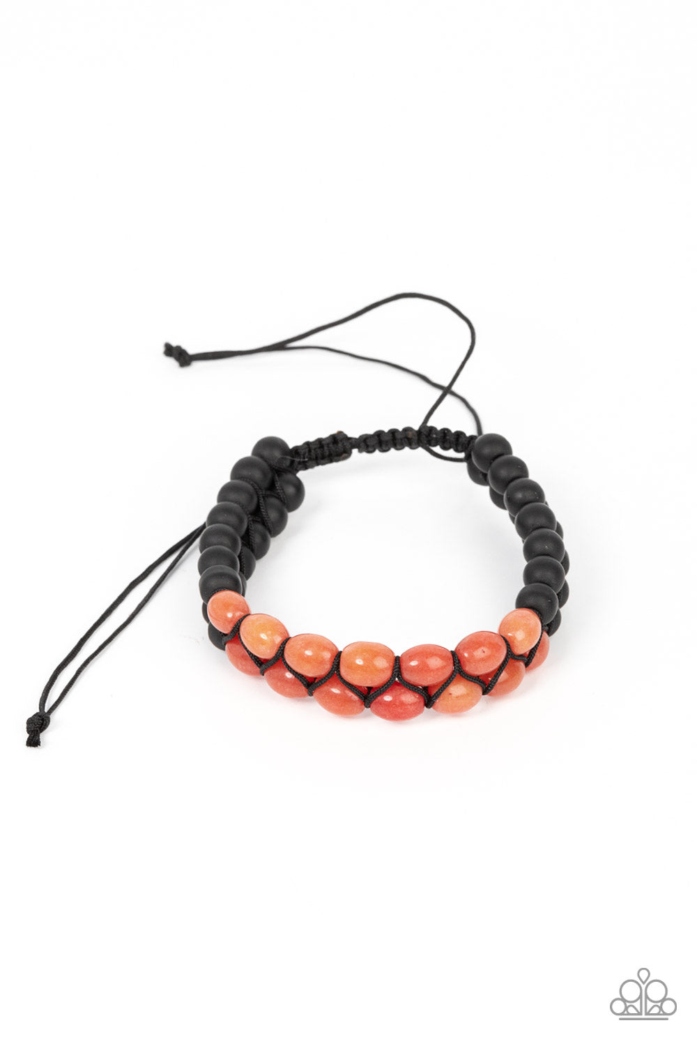 Just Play Cool - Orange And Black Stone Bead Urban Bracelet Paparazzi B0577