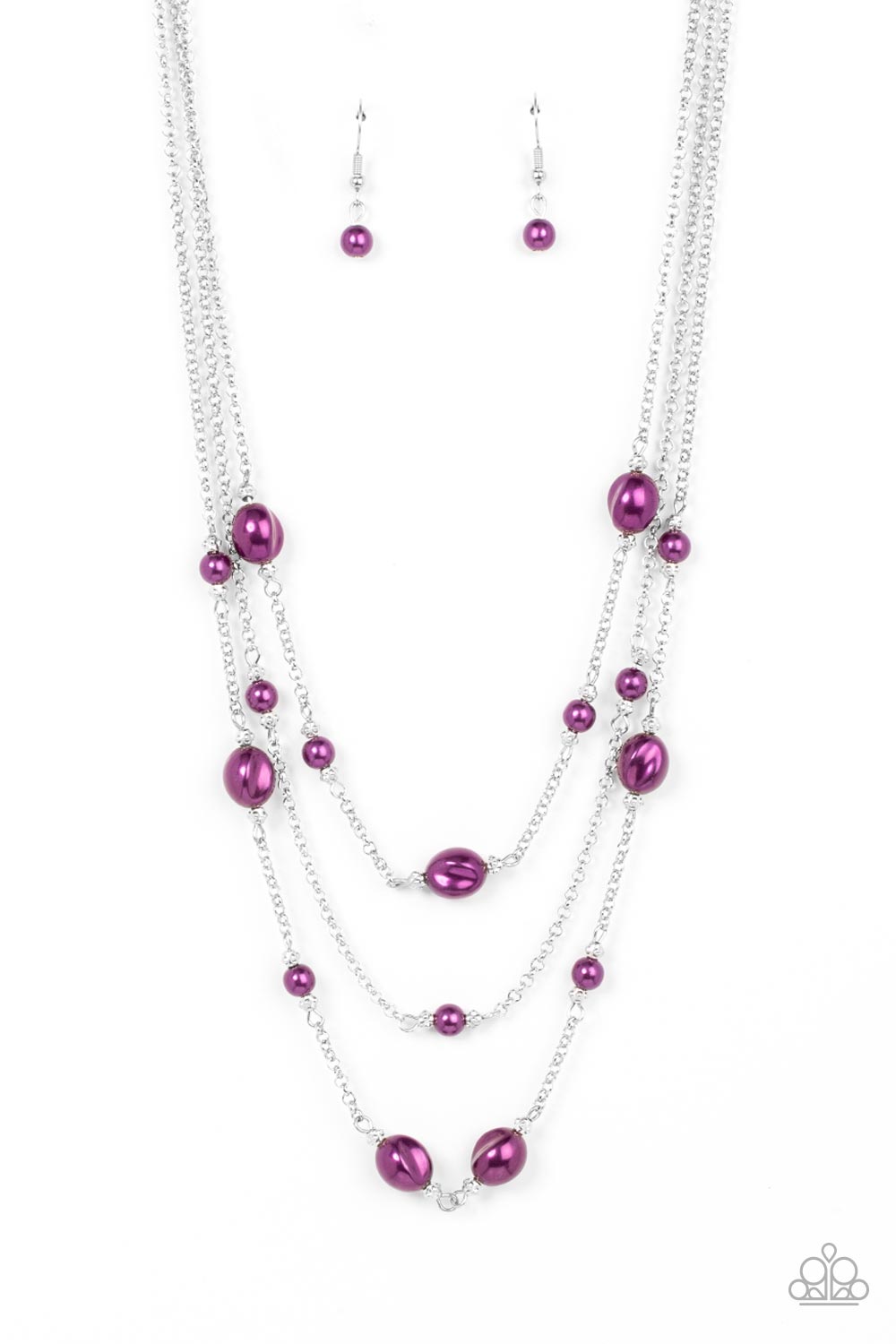 Pearlicious Pop - Purple Bubble Plum Pearls With Layered Silver Chains Necklace Paparazzi N1373