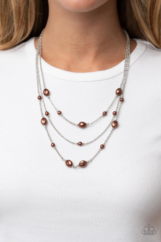 Pearlicious Pop - Brown Bubbly Pearl Layered Necklace Paparazzi N1596