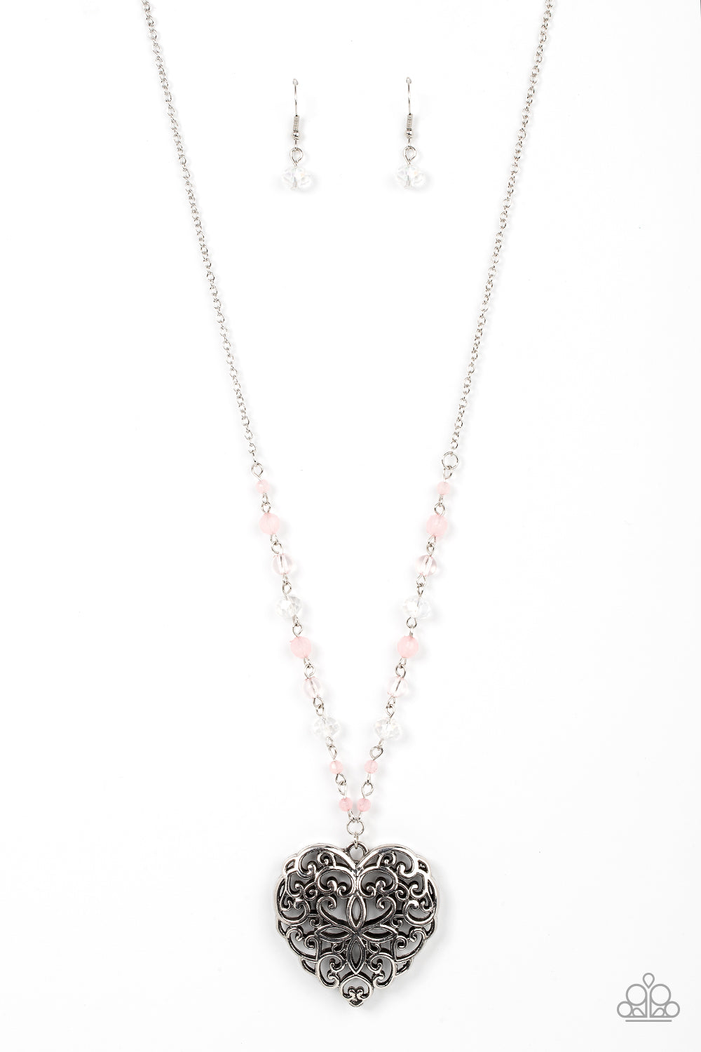 Doting Devotion - Pink Heart Necklace Paparazzi