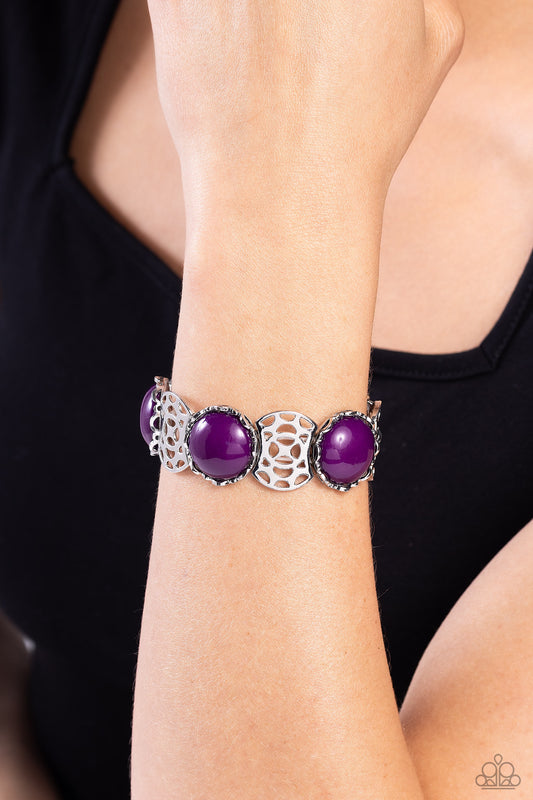 Ethereal Excursion - Purple Plum Bead Stretch Bracelet Paparazzi B1186