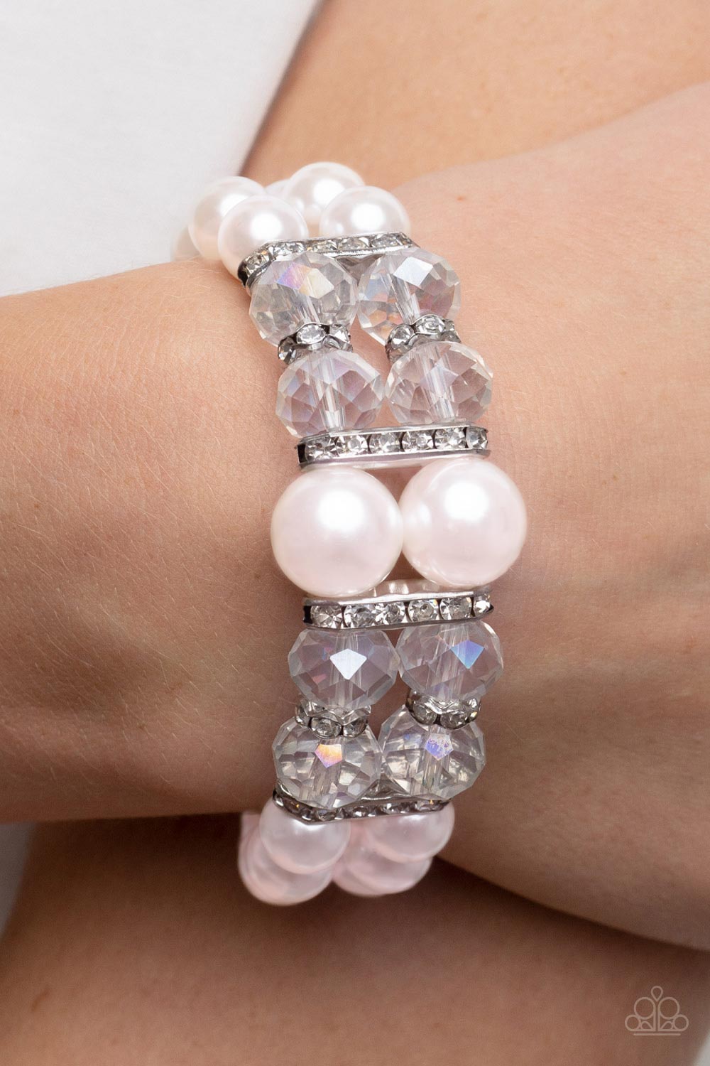 Timelessly Tea Party - Pink Pearl Stretch Bracelet Paparazzi B0521