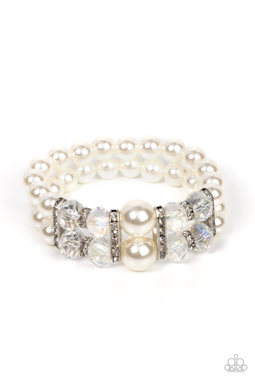 Timelessly Tea Party - White Bracelet Paparazzi B0523