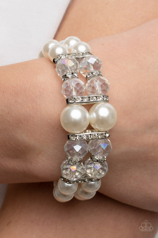 Timelessly Tea Party - White Bracelet Paparazzi B0523