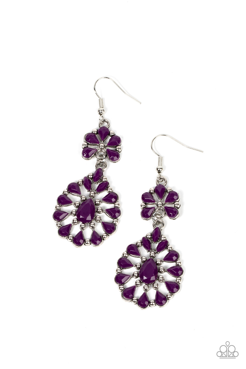 Posh Palooza - Purple Plum Bead Floral Earring Paparazzi E0914