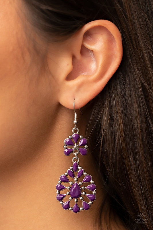 Posh Palooza - Purple Plum Bead Floral Earring Paparazzi E0914