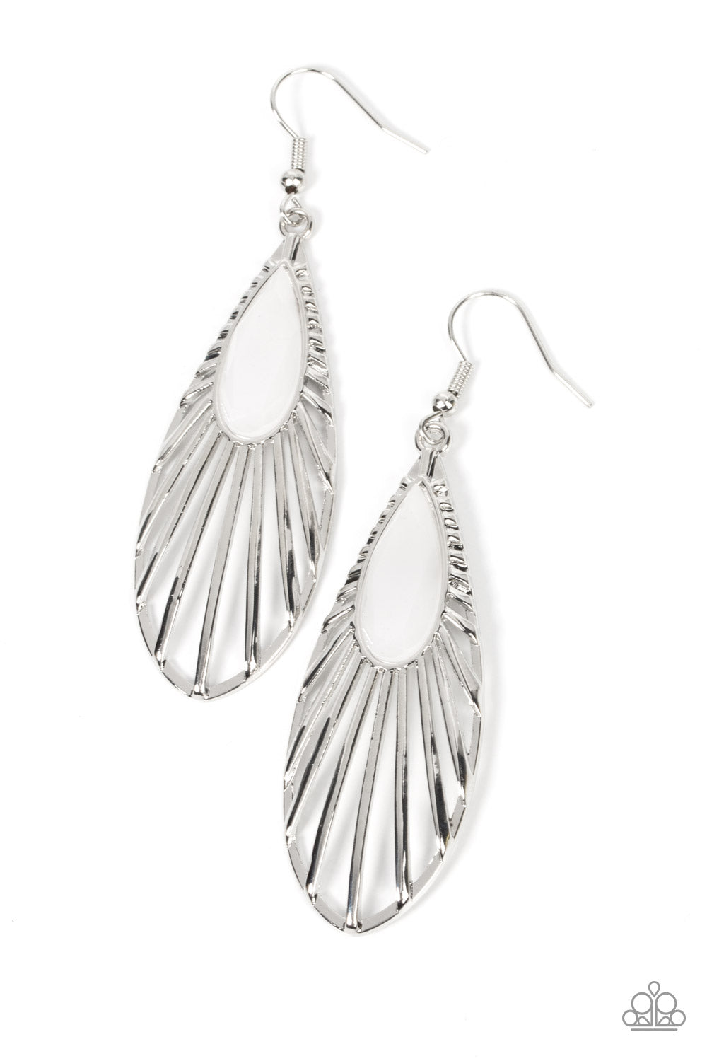 WING-A-Ding-Ding - White Teardrop Earring Paparazzi E0634