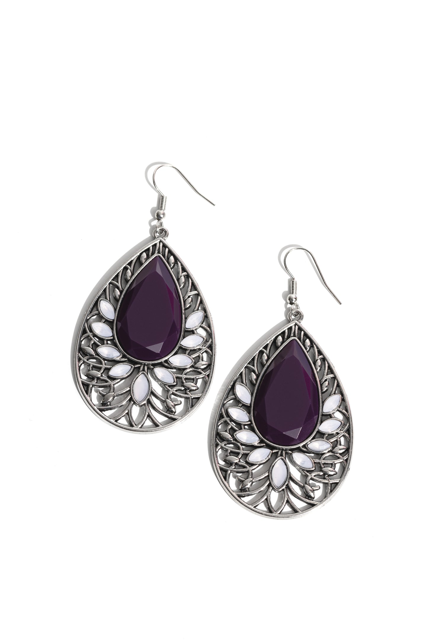 Floral Fairytale - Purple Plum & Opalescent Bead Teardrop Earring Paparazzi E1754