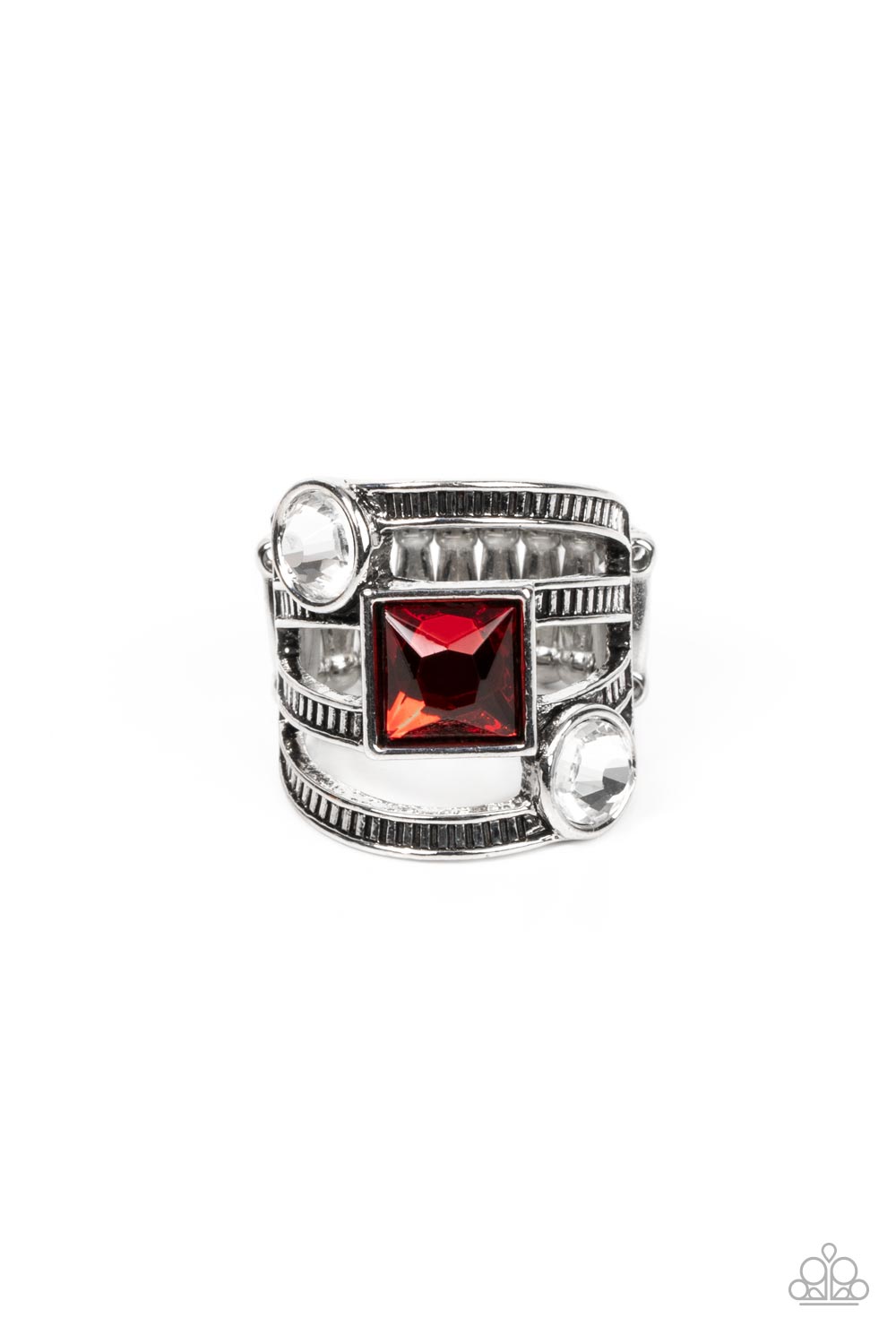 Galactic Governess - Red Rhinestone Ring Paparazzi R0291