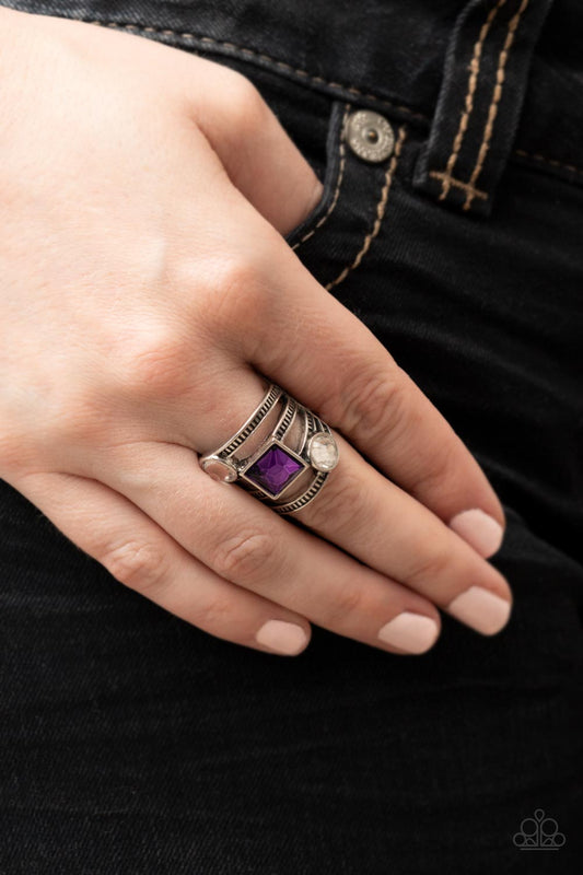 Galactic Governess - Purple Rhinestone Ring Paparazzi R0290