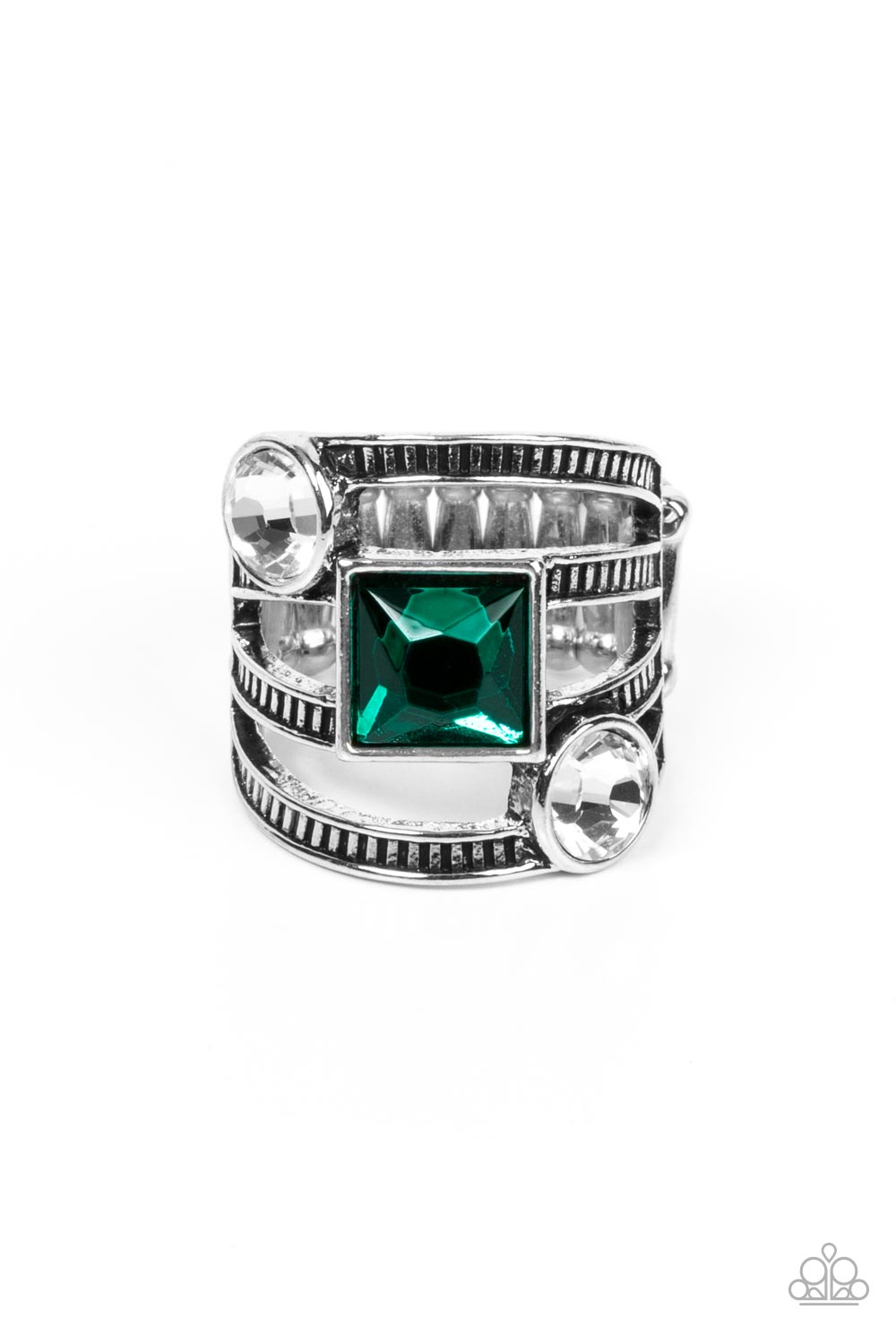 Galactic Governess - Green Rhinestone Ring Paparazzi R0275