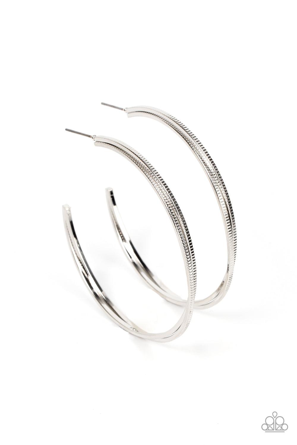 Monochromatic Curves - Silver Hoop Earring Paparazzi E0539