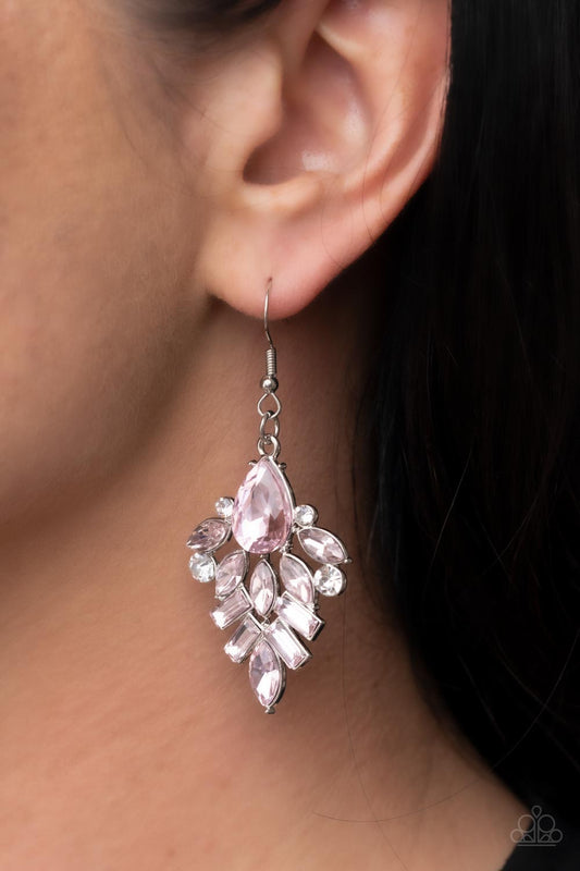 Stellar-escent Elegance - Pink Rhinestone Earring Paparazzi E0821