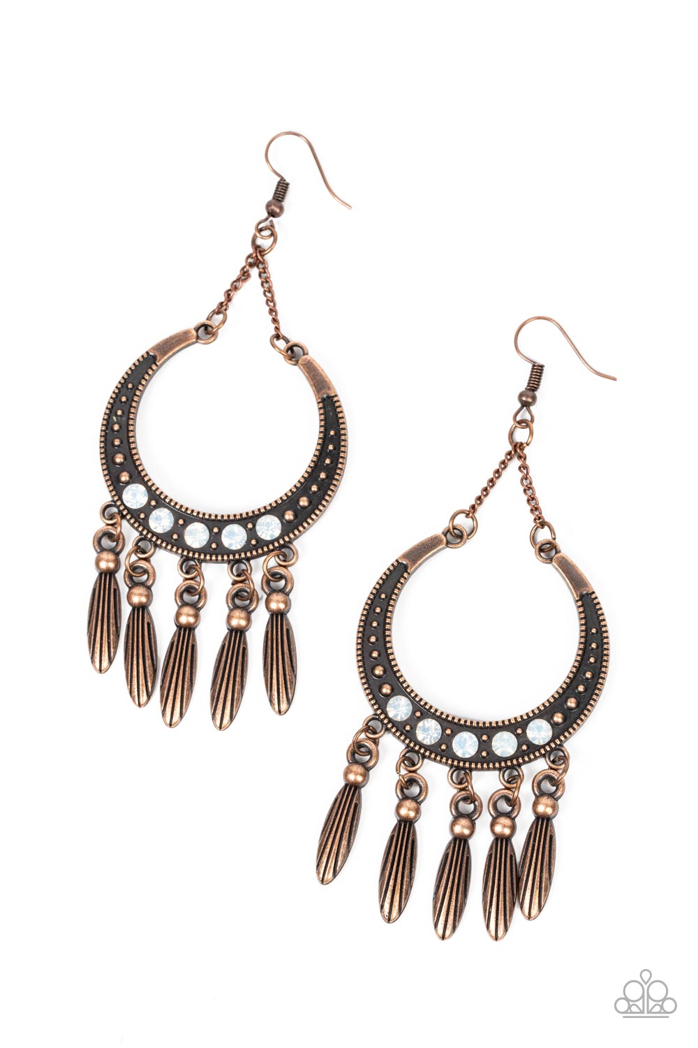 Day to DAYDREAM - Copper Opal Rhinestone Tassel Earring Paparazzi E0367