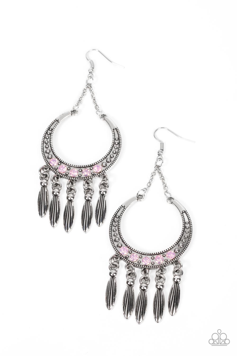 Day to DAYDREAM - Pink Opal Rhinestone Tassel Earring Paparazzi E1425