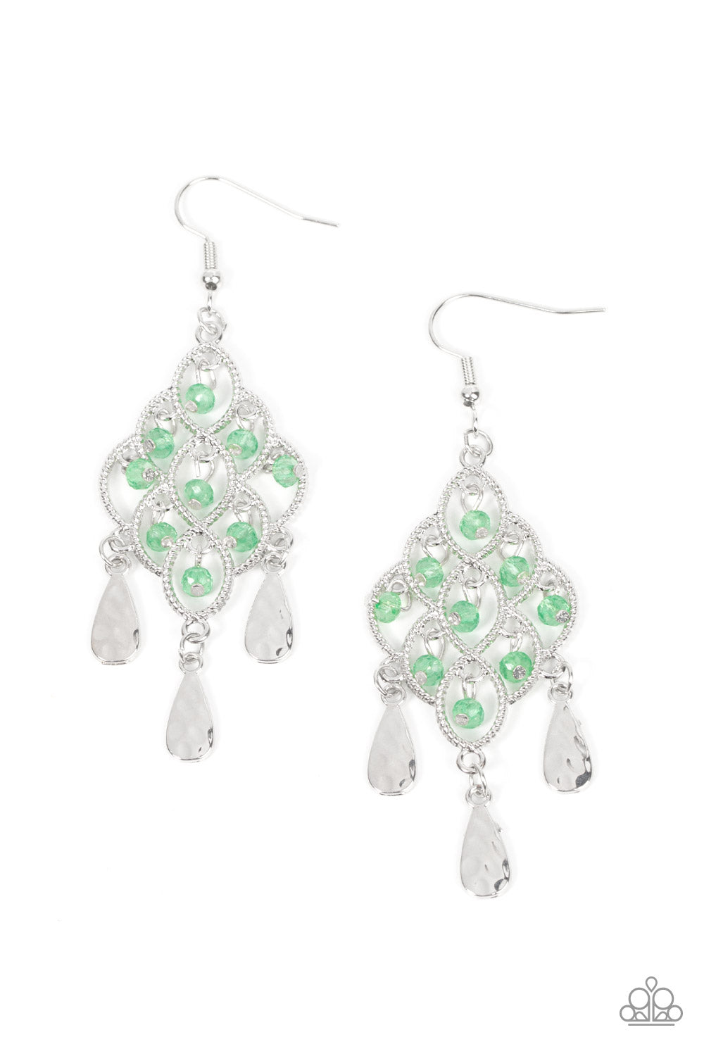 Sentimental Shimmer - Green Teardrop Earring Paparazzi E0537