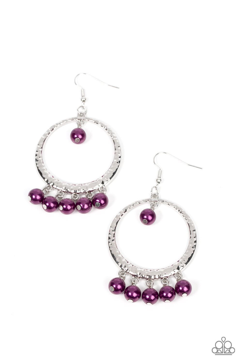 Luscious Luxury - Purple Pearl Silver Earring Paparazzi E0987