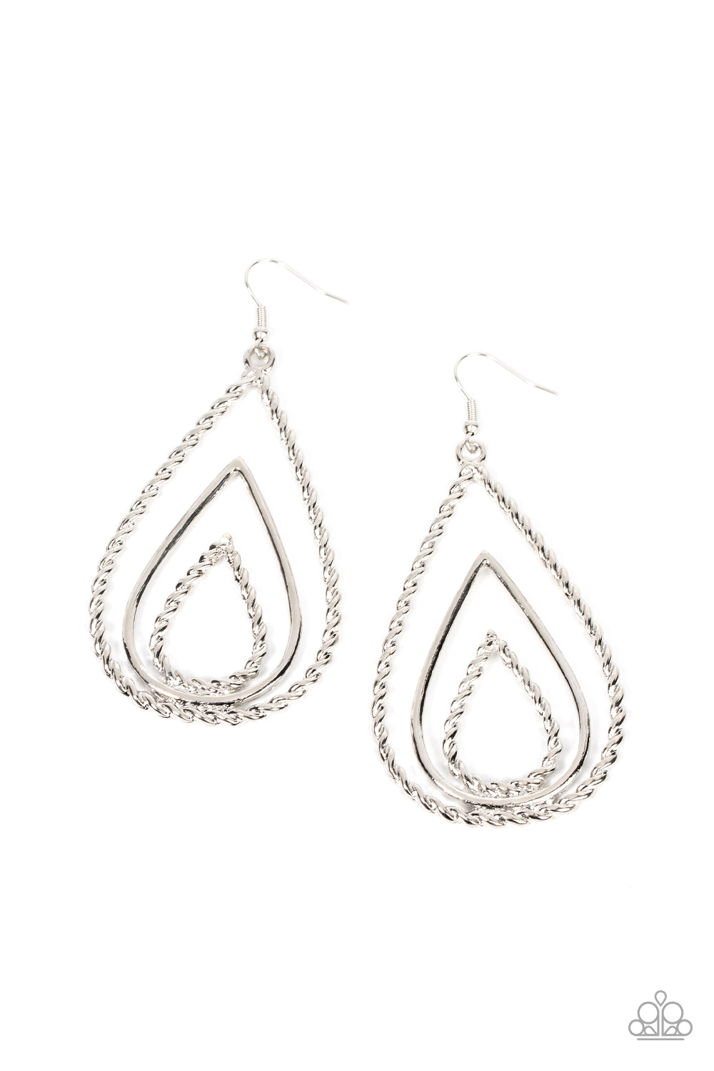 Tastefully Twisty - Silver Earring Paparazzi E0331