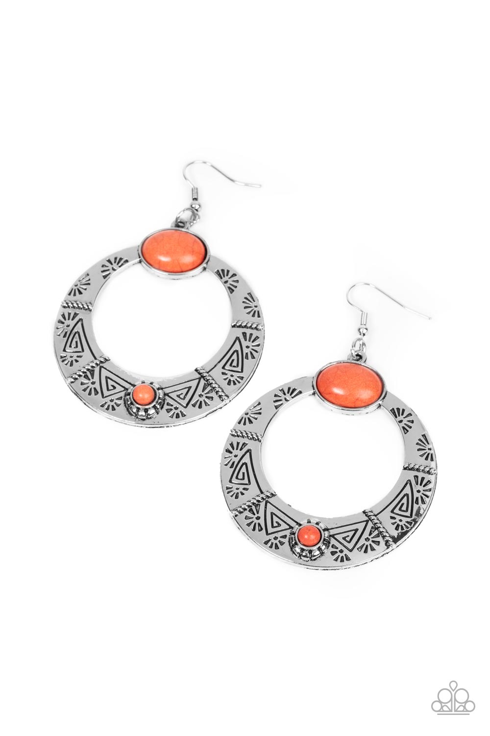 Garden Glyphs - Orange Stone Santa Fe Style Earring Paparazzi E1135