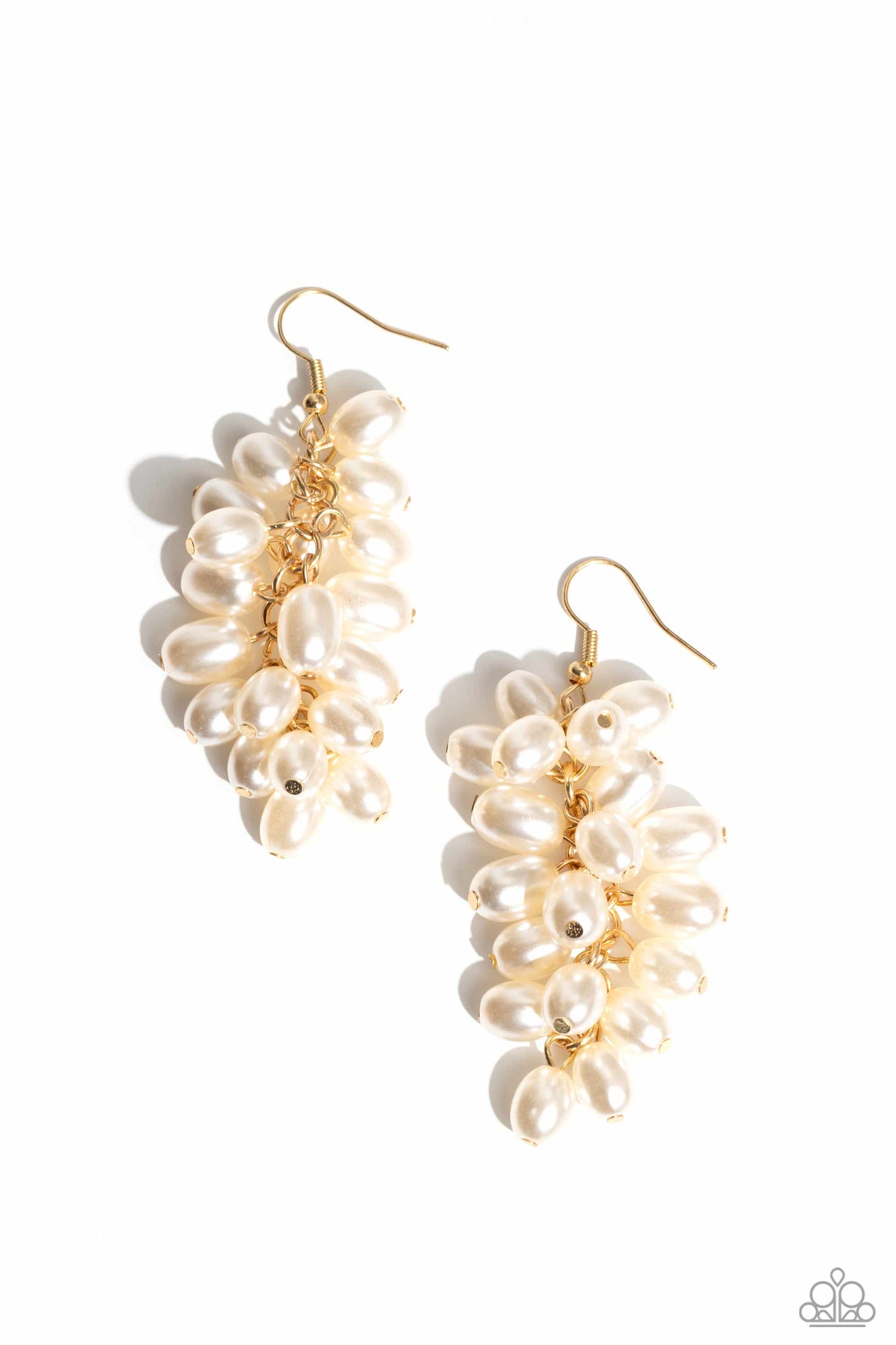 Pearl Posse - Gold Chain White Pearl Tassel Earring Paparazzi E1772