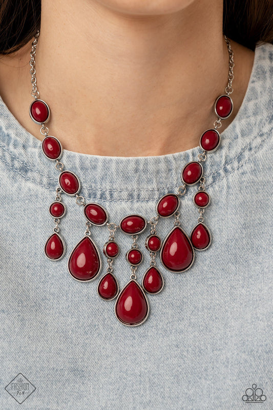 Mediterranean Mystery - Red Necklace January 2022 Fashion Fix Paparazzi N0544