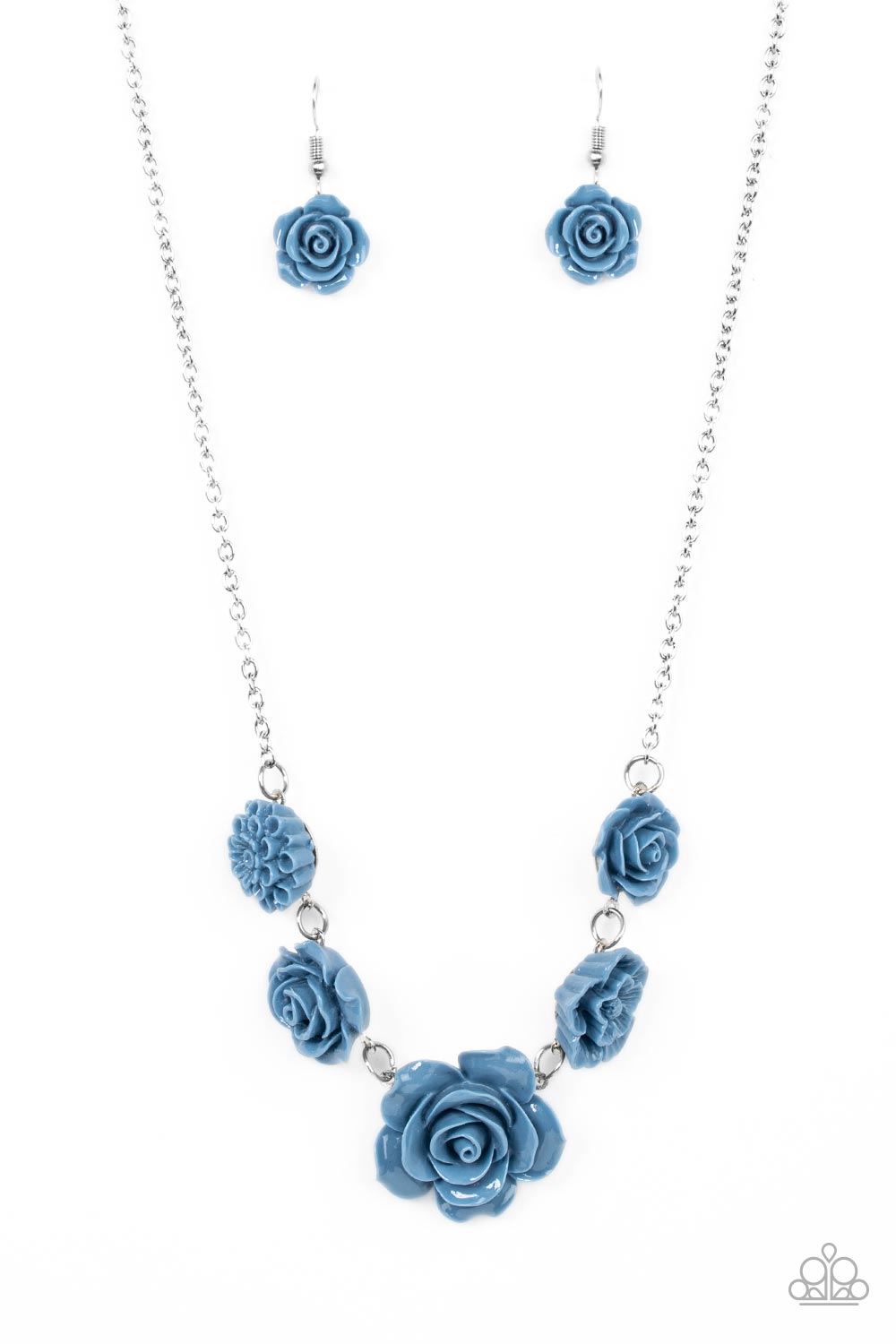 PRIMROSE and Pretty - Blue Spring Lake Floral Necklace Paparazzi N1073