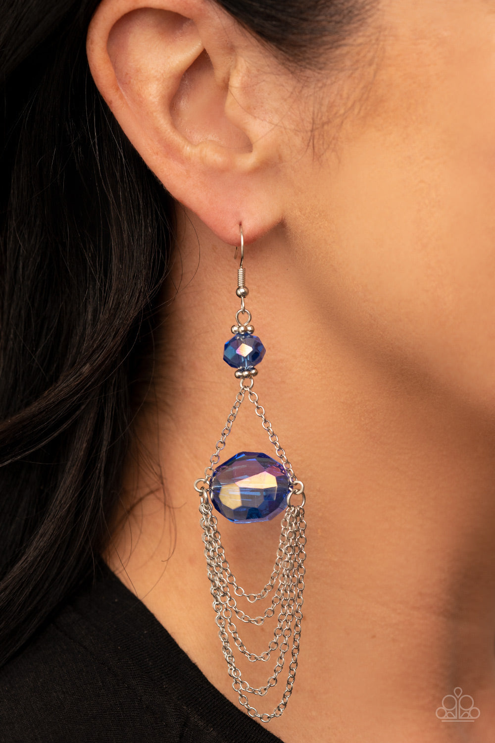 Ethereally Extravagant - Blue Iridescent Crystal Bead Earring Paparazzi E0579