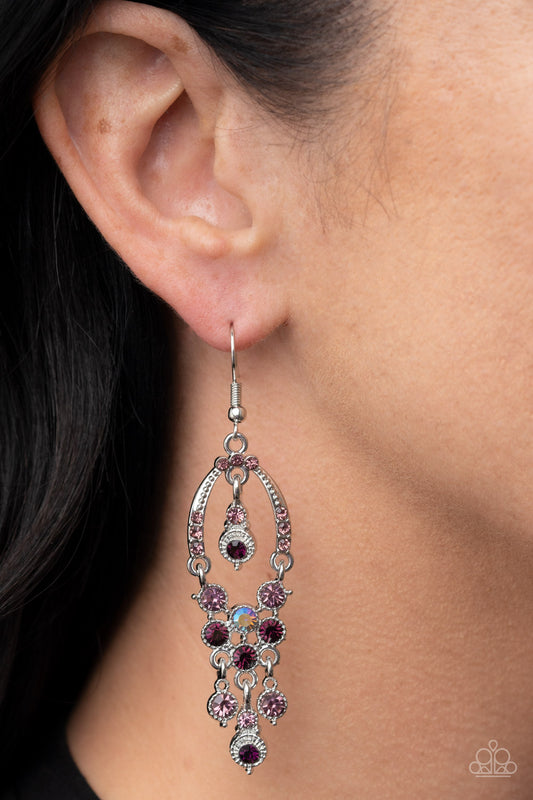 Sophisticated Starlet - Purple & Iridescent Rhinestone Earring Paparazzi E1265