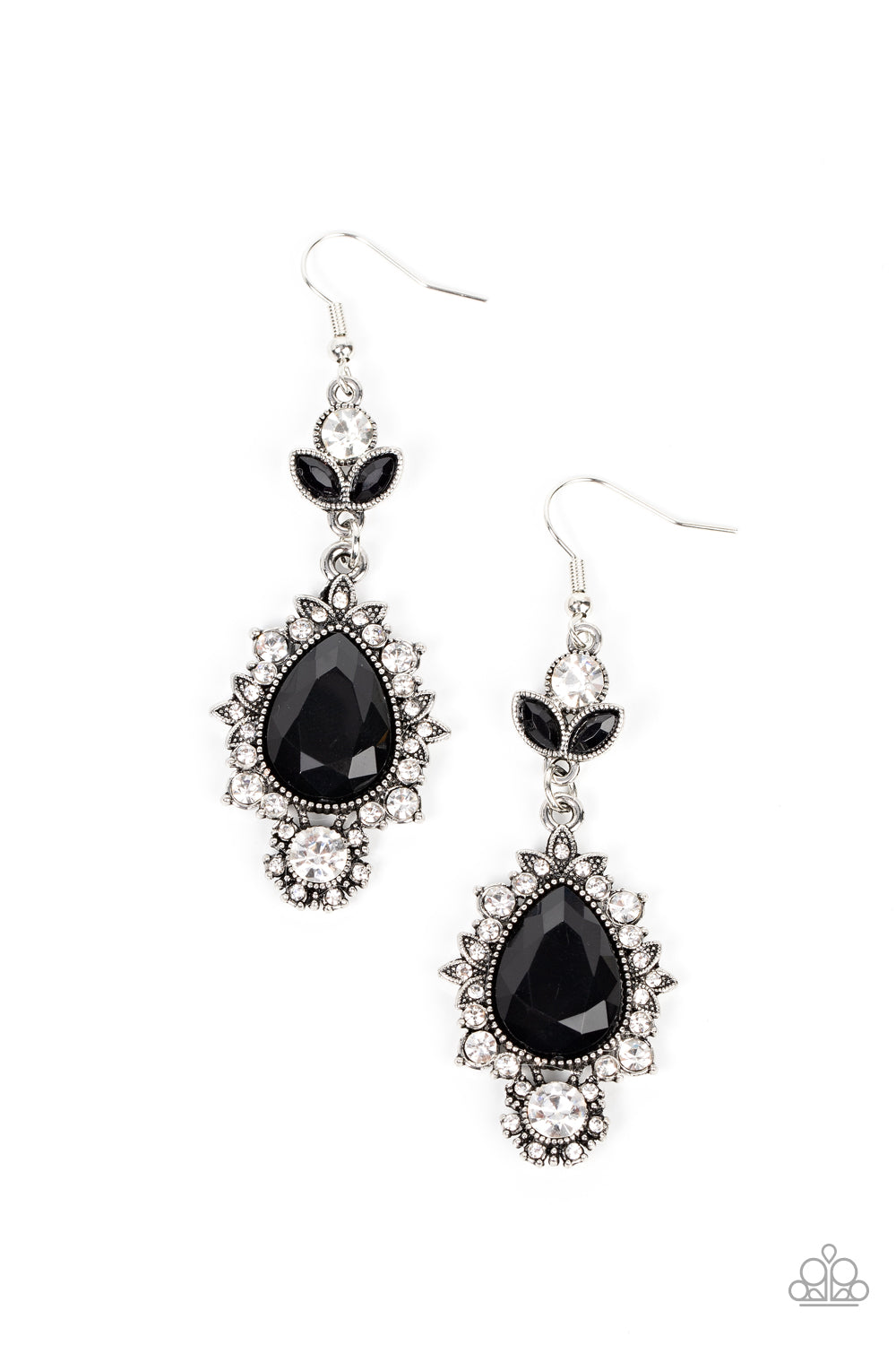 SELFIE-Esteem - Black Teardrop Bead & White Rhinestone Earring E1187