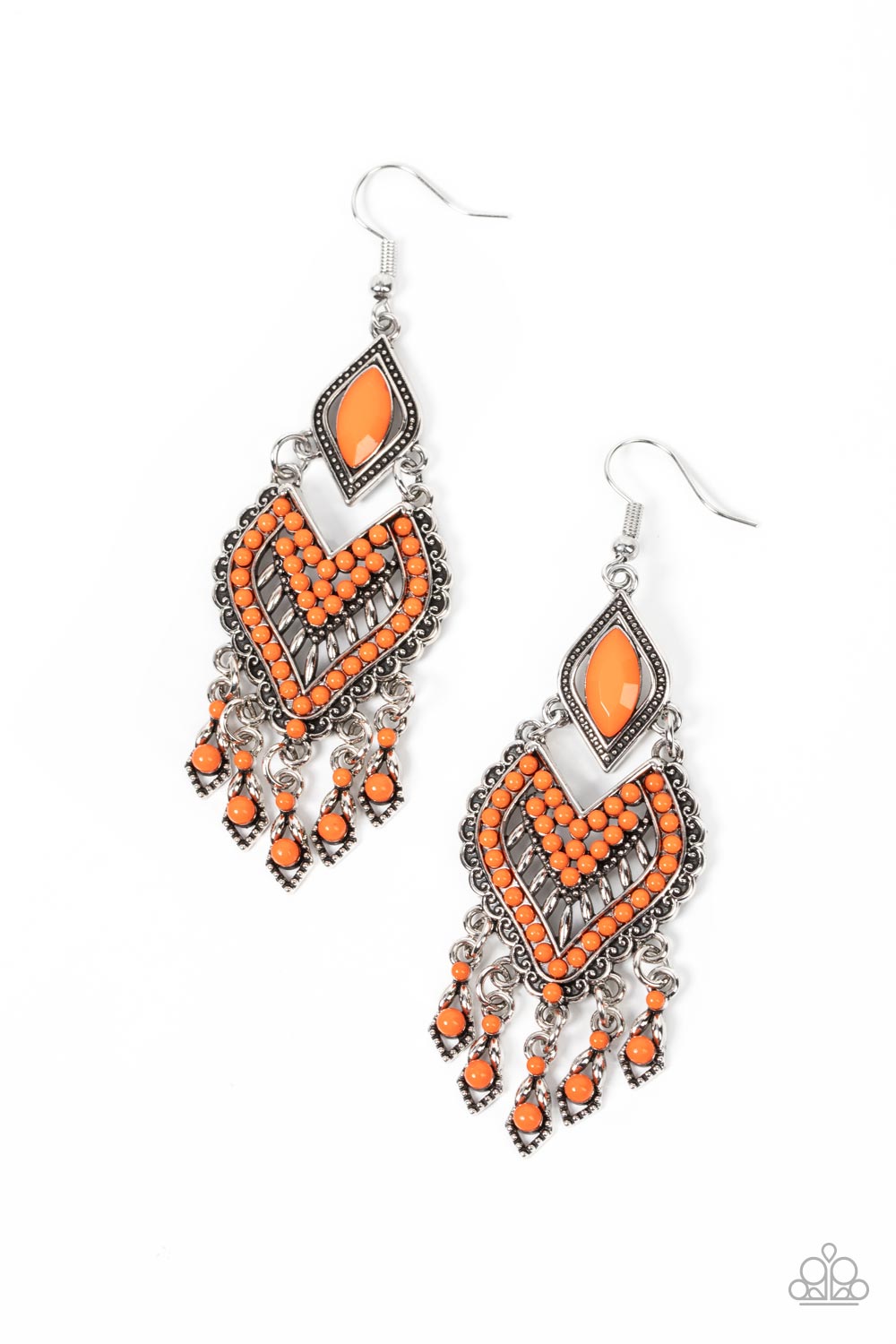 Dearly Debonair - Orange - Burnt Orange Seed Bead Fringe Earring Paparazzi E1640