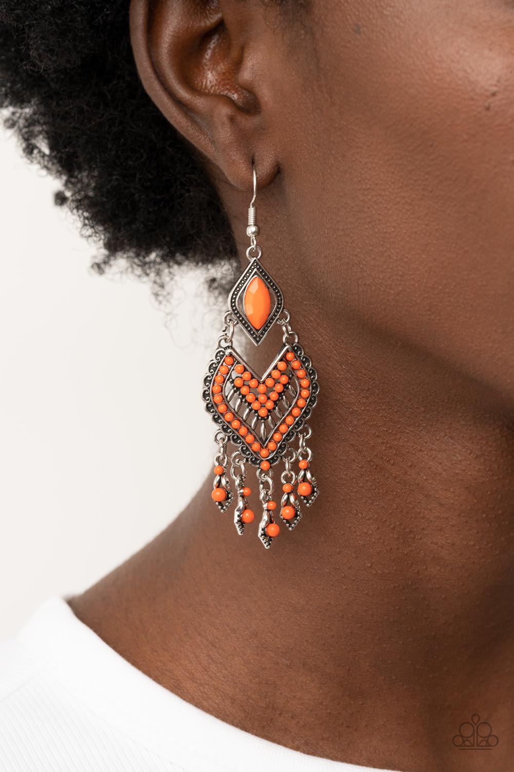 Dearly Debonair - Orange - Burnt Orange Seed Bead Fringe Earring Paparazzi E1640