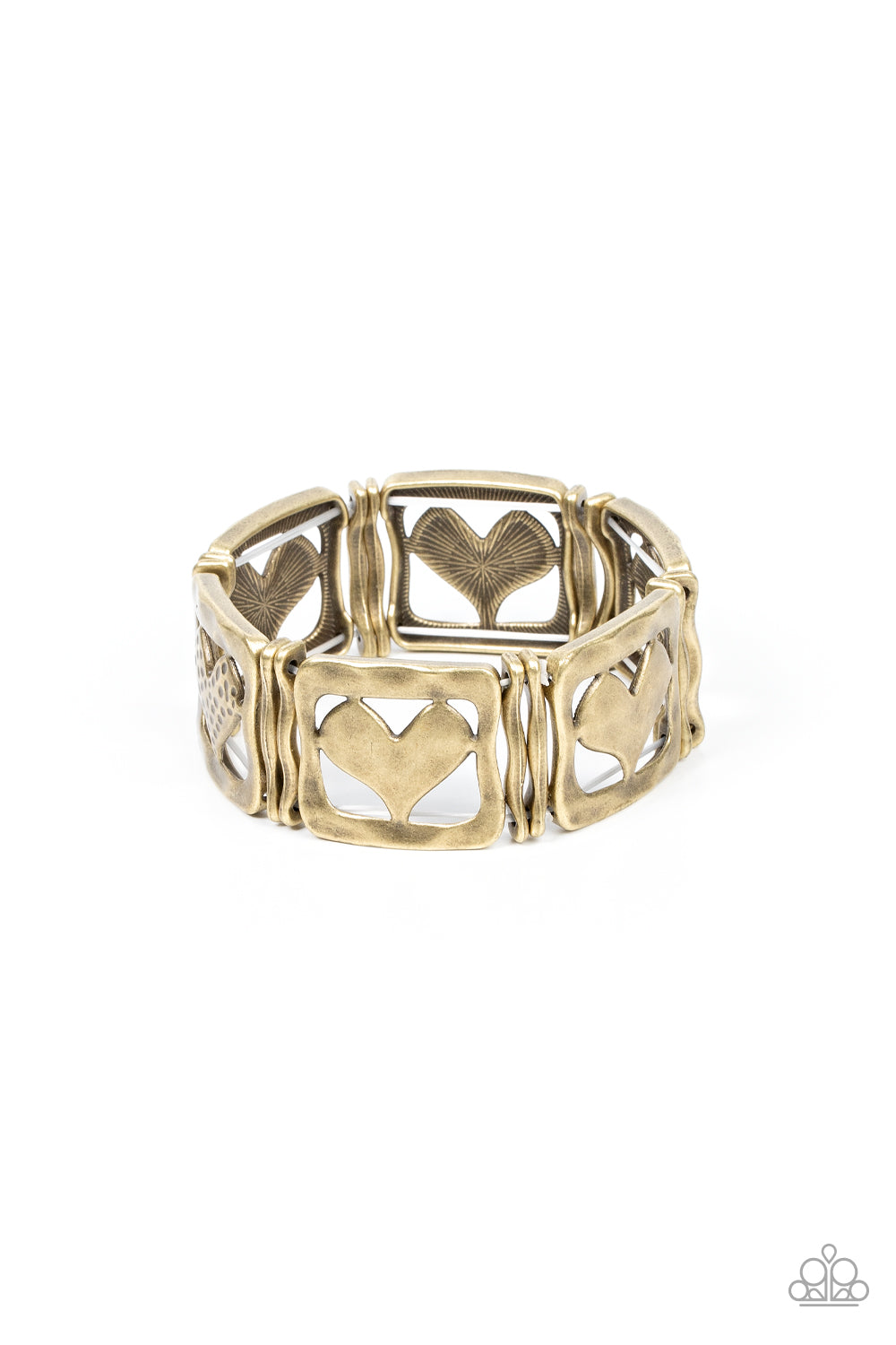 Legendary Lovers - Brass Heart Stretch Bracelet Paparazzi B0317