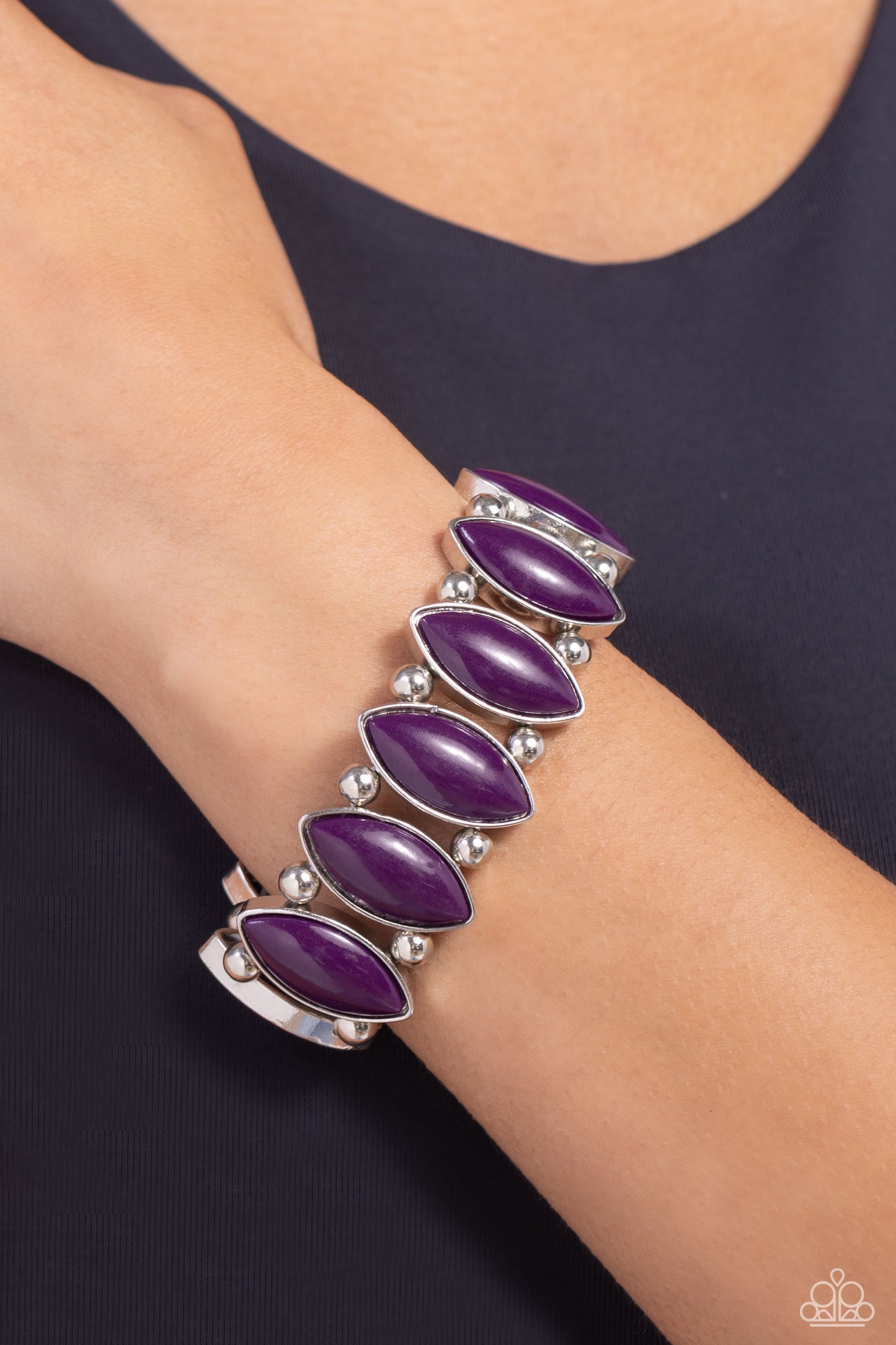 Cry Me a RIVERA - Purple Plum Bead Stretch Bracelet Paparazzi B1432