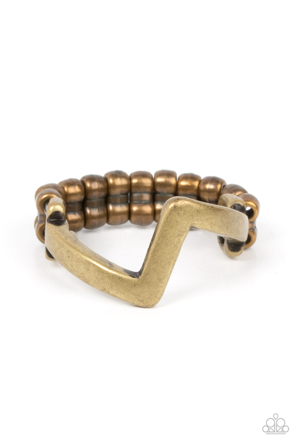 Global Shock - Brass Zig Zag Ring Paparazzi R0272