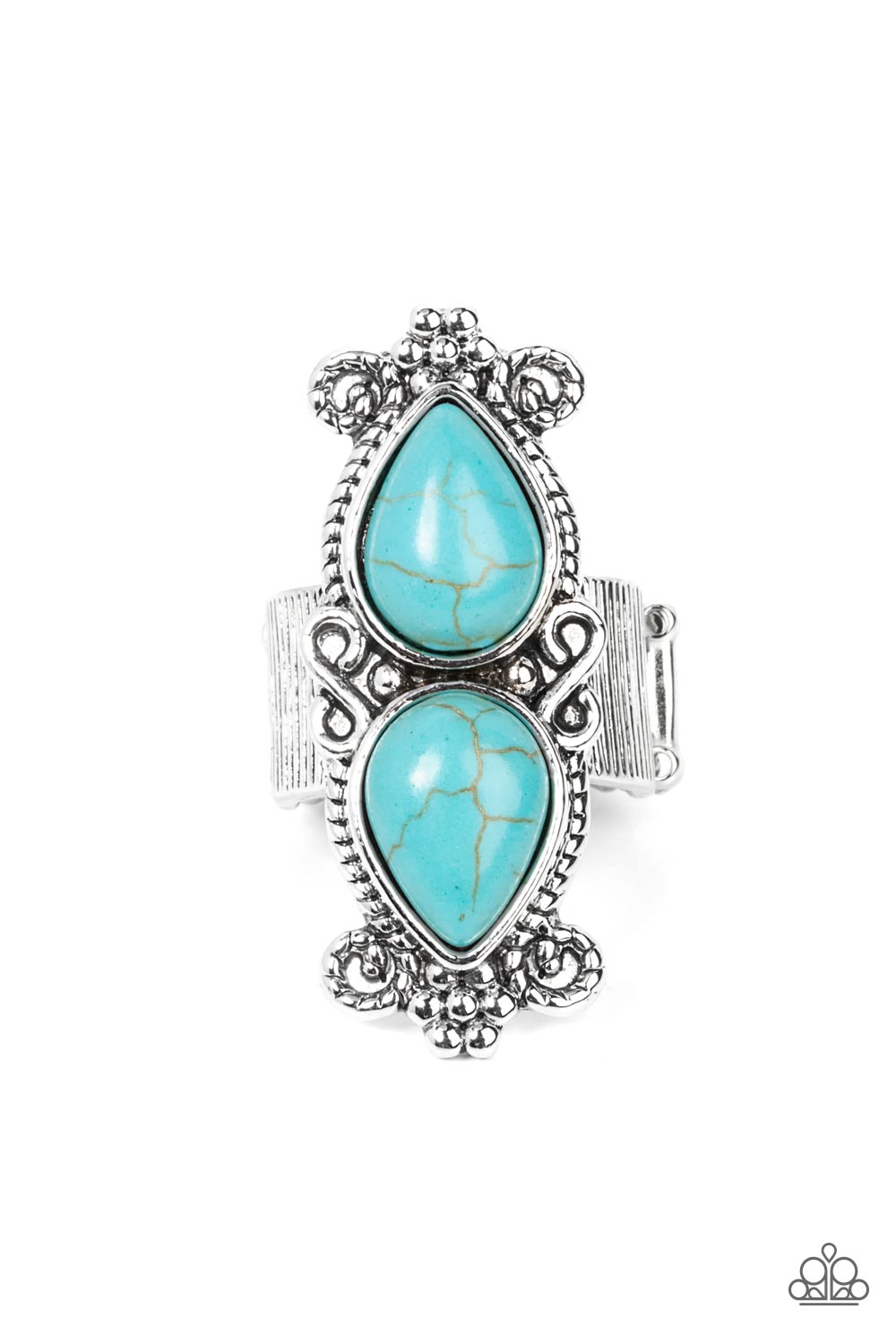 Adobe Garden - Blue Turquoise Stone Santa Fe Style Ring Paparazzi R0395