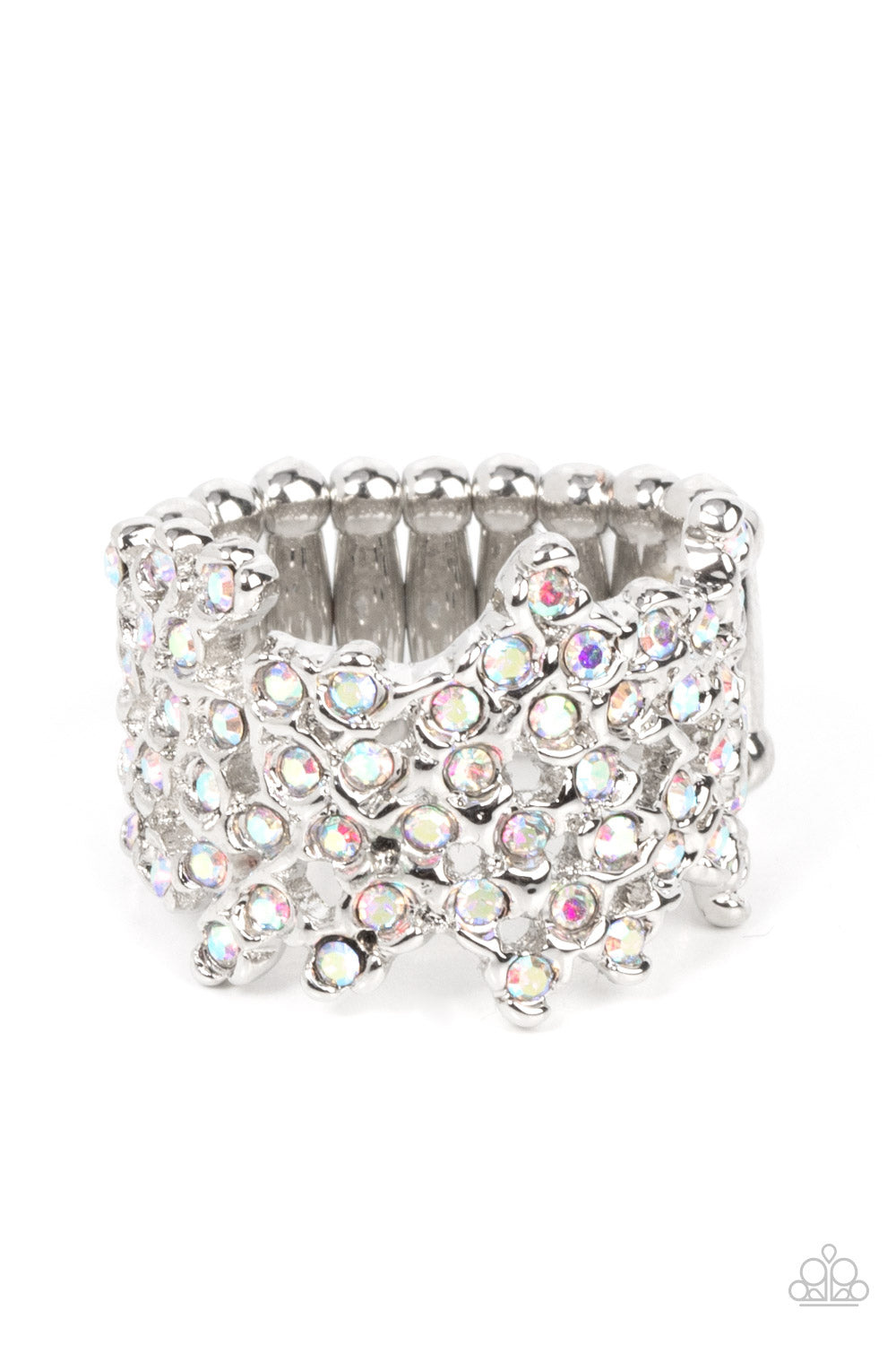 Sizzling Shimmer - Multi Iridescent Rhinestone Ring Paparazzi R0371