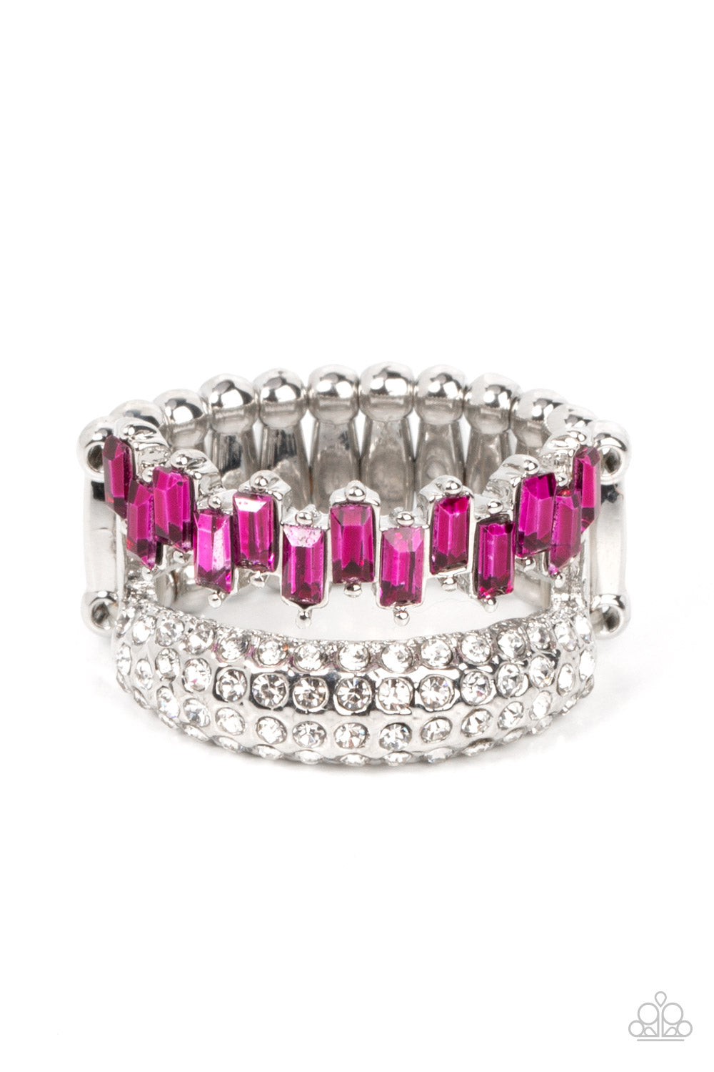 Hold Your CROWN High - Pink Fuchsia Fedora Rhinestone Ring Paparazzi R0191