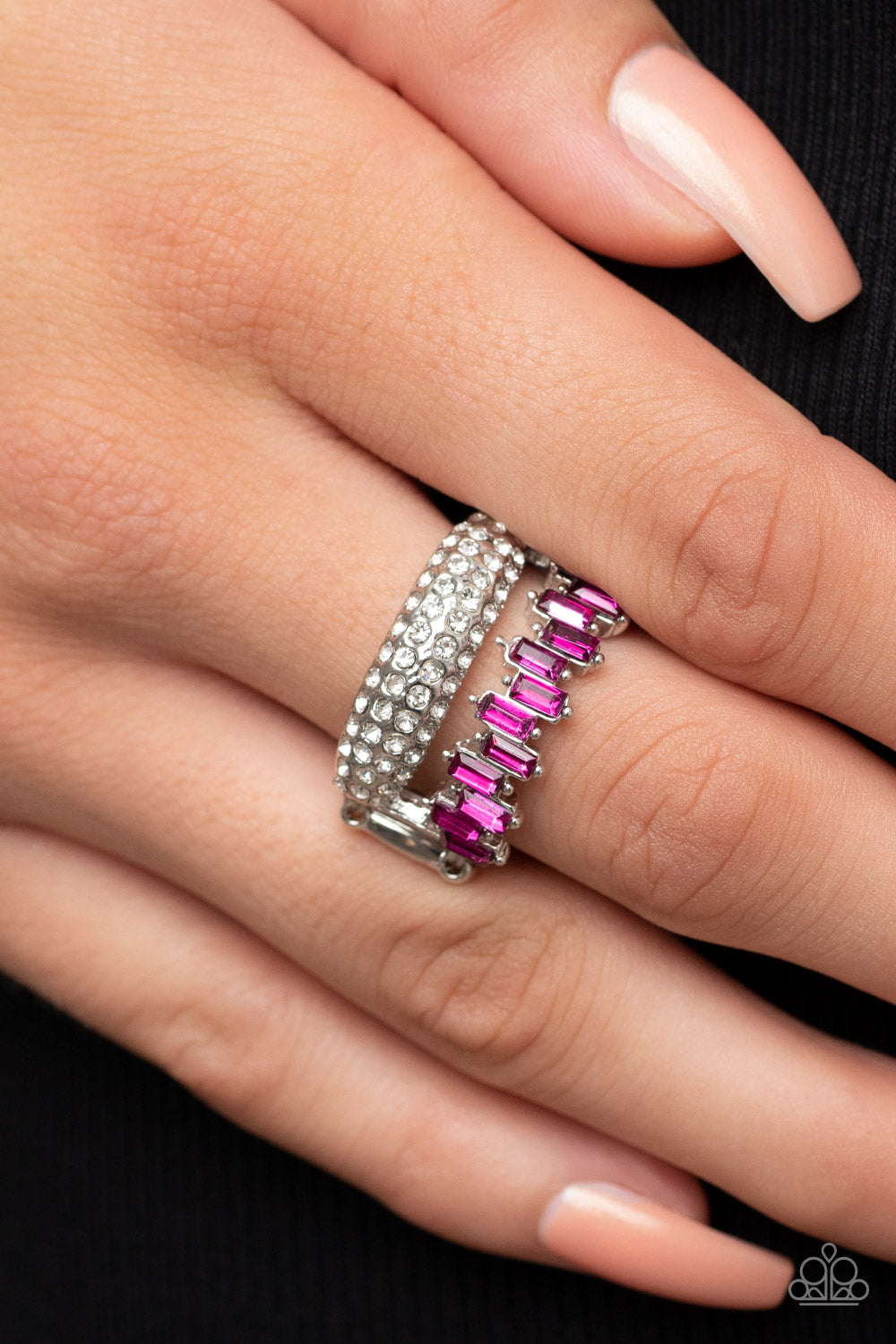 Hold Your CROWN High - Pink Fuchsia Fedora Rhinestone Ring Paparazzi R0191