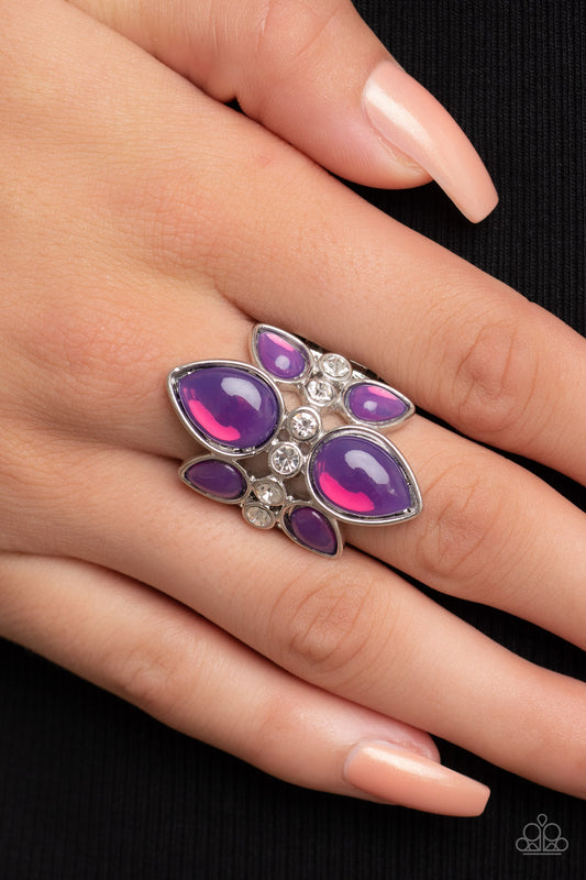 TRIO Tinto - Purple Teardrop Bead Ring Paparazzi R0376