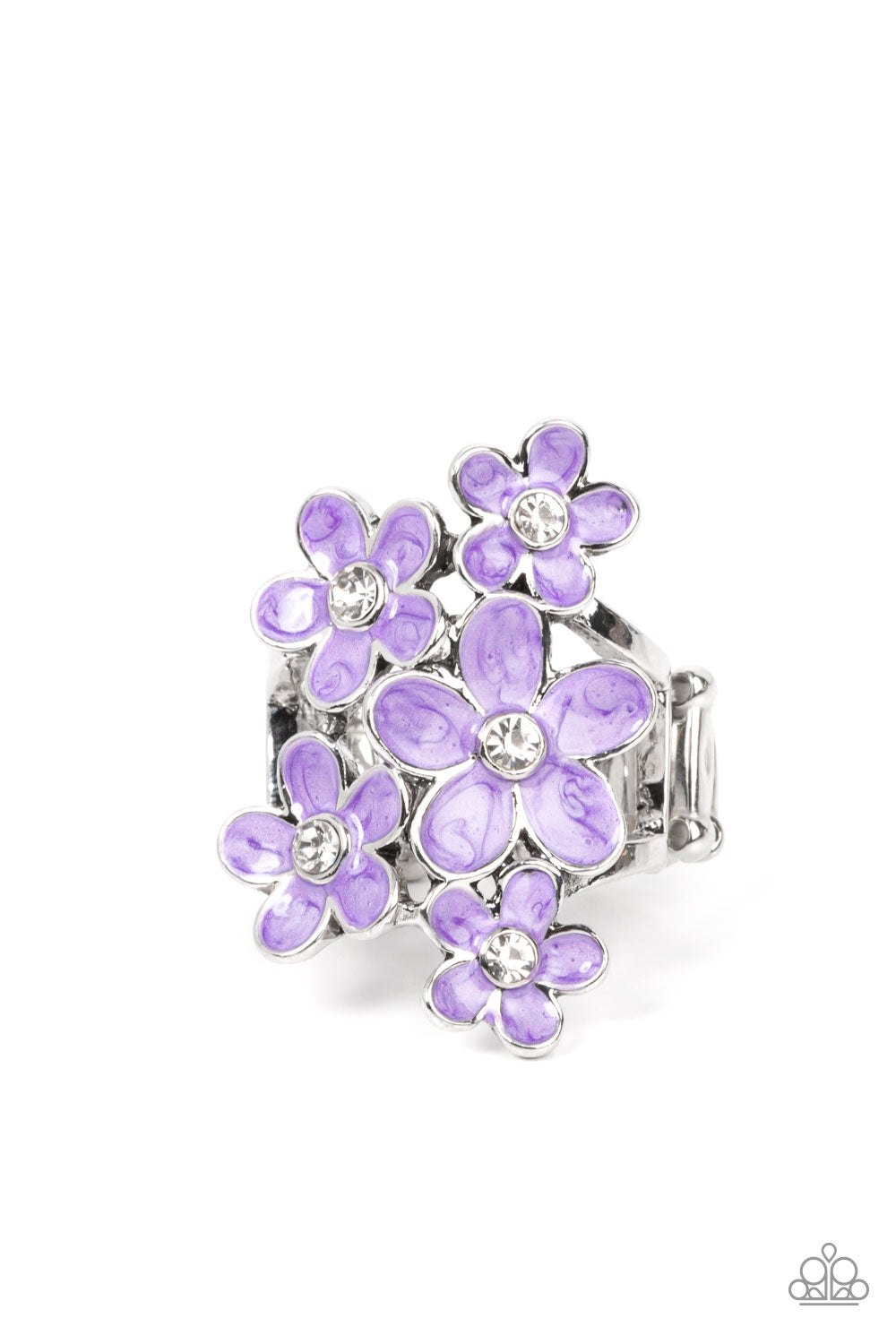 Boastful Blooms - Purple Flower Ring Paparazzi R0302