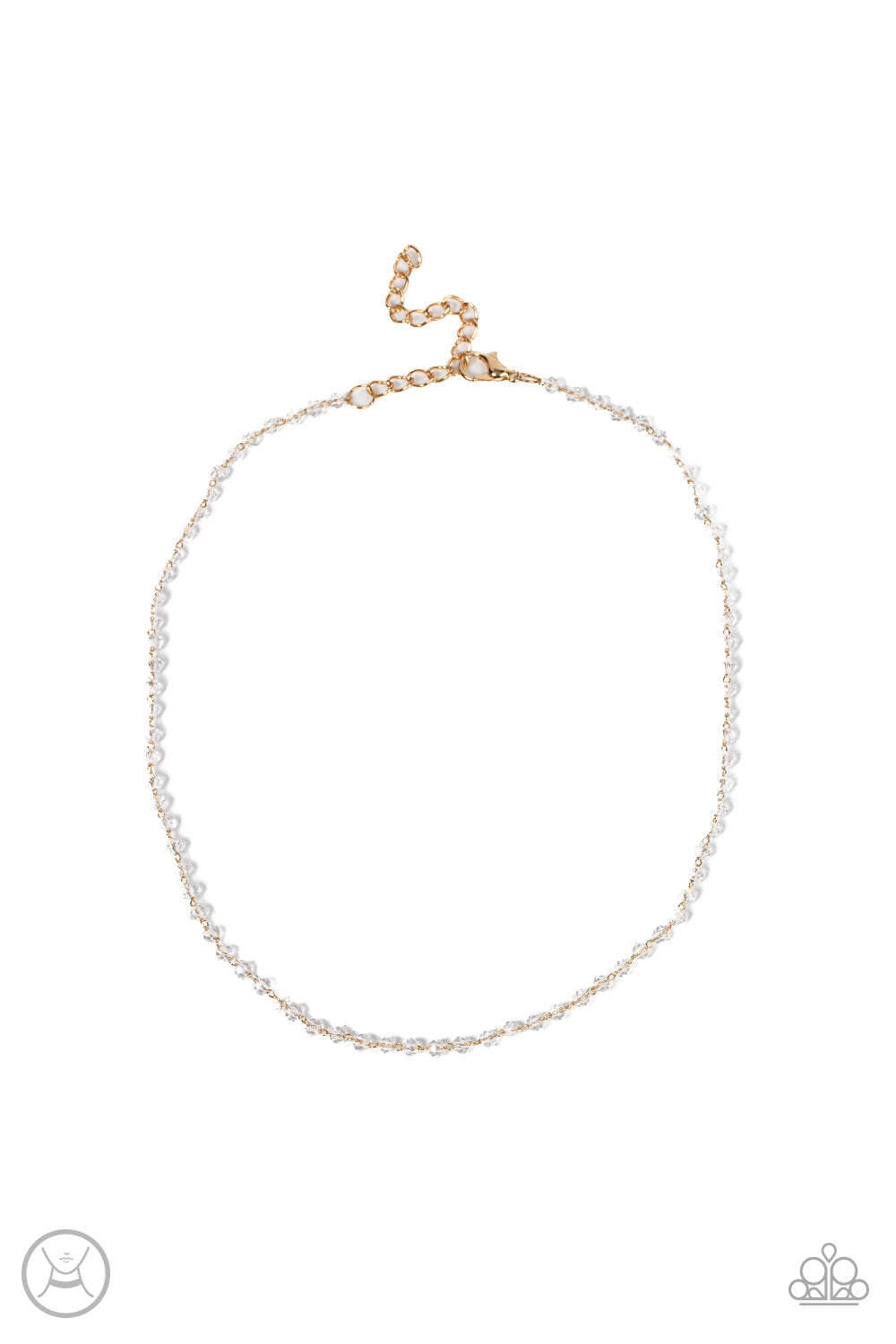 Mini MVP - Gold White Crystal Choker Paparazzi N0870