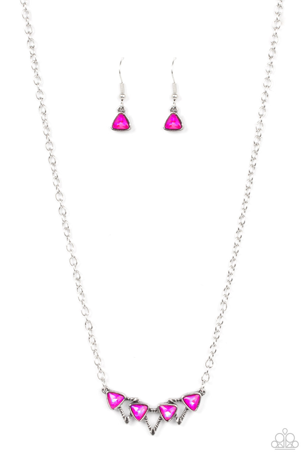 Pyramid Prowl - Pink Iridescent Necklace Paparazzi N0839