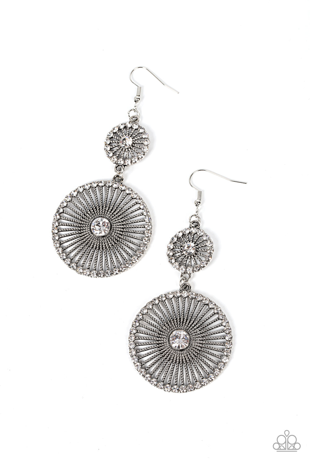 Bring Down the WHEELHOUSE - White Rhinestone Earring Paparazzi E1347