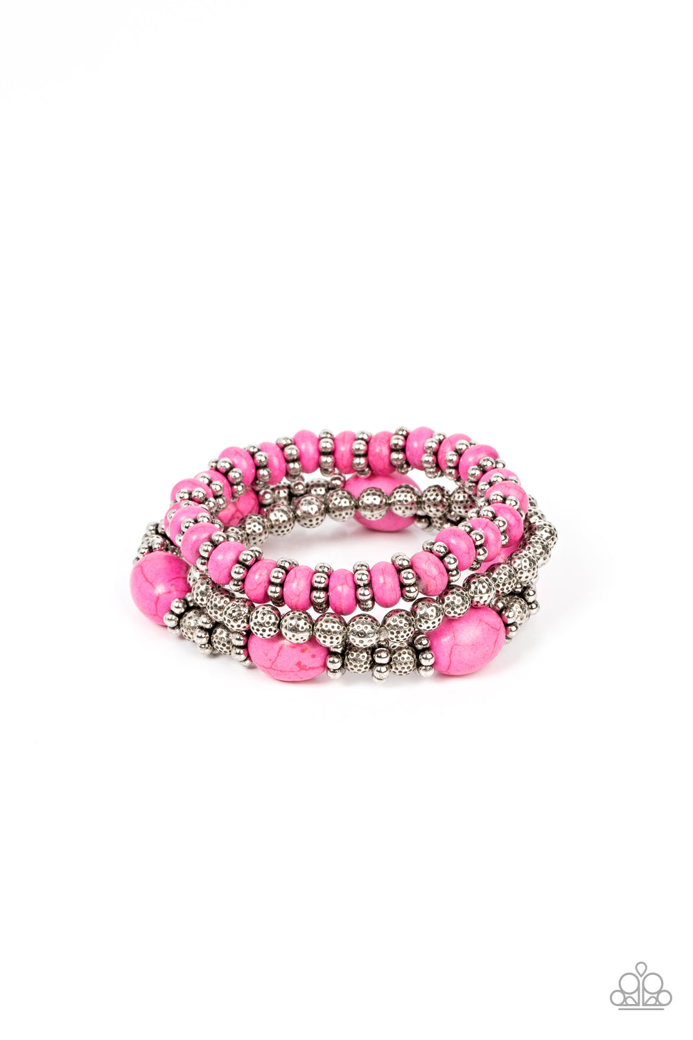 Take by SANDSTORM - Pink Cracked Stone Bracelet Paparazzi B0560