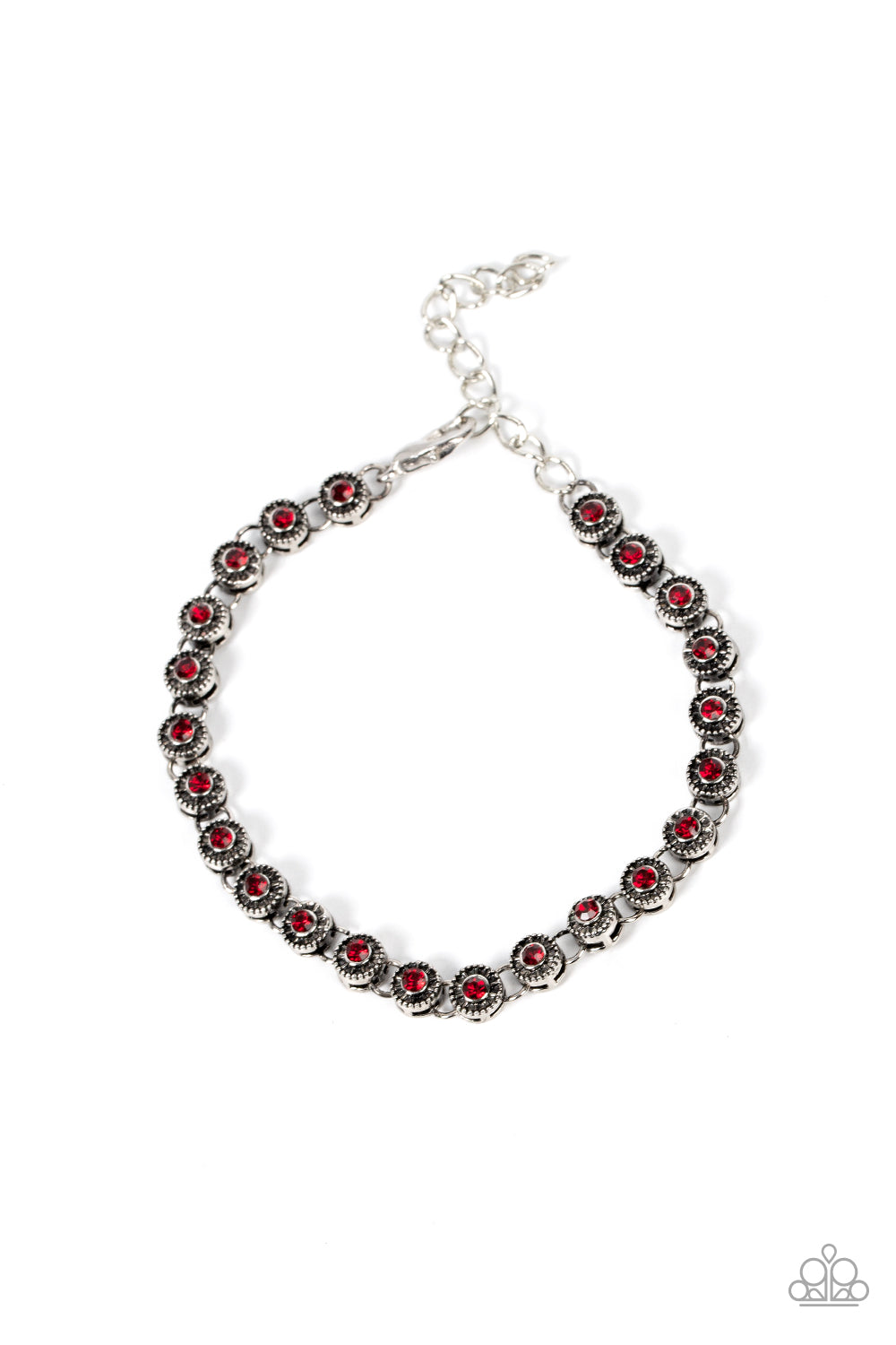 Charm School Shimmer - Red Rhinestone Bracelet Paparazzi B1066